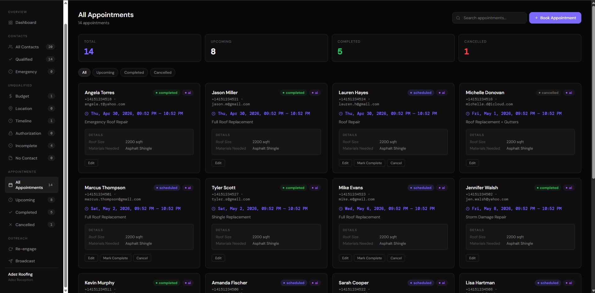 Adez Reception Appointments
